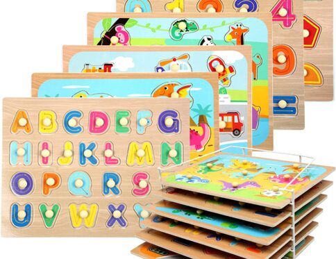 Ensemble de puzzles à chevilles en bois