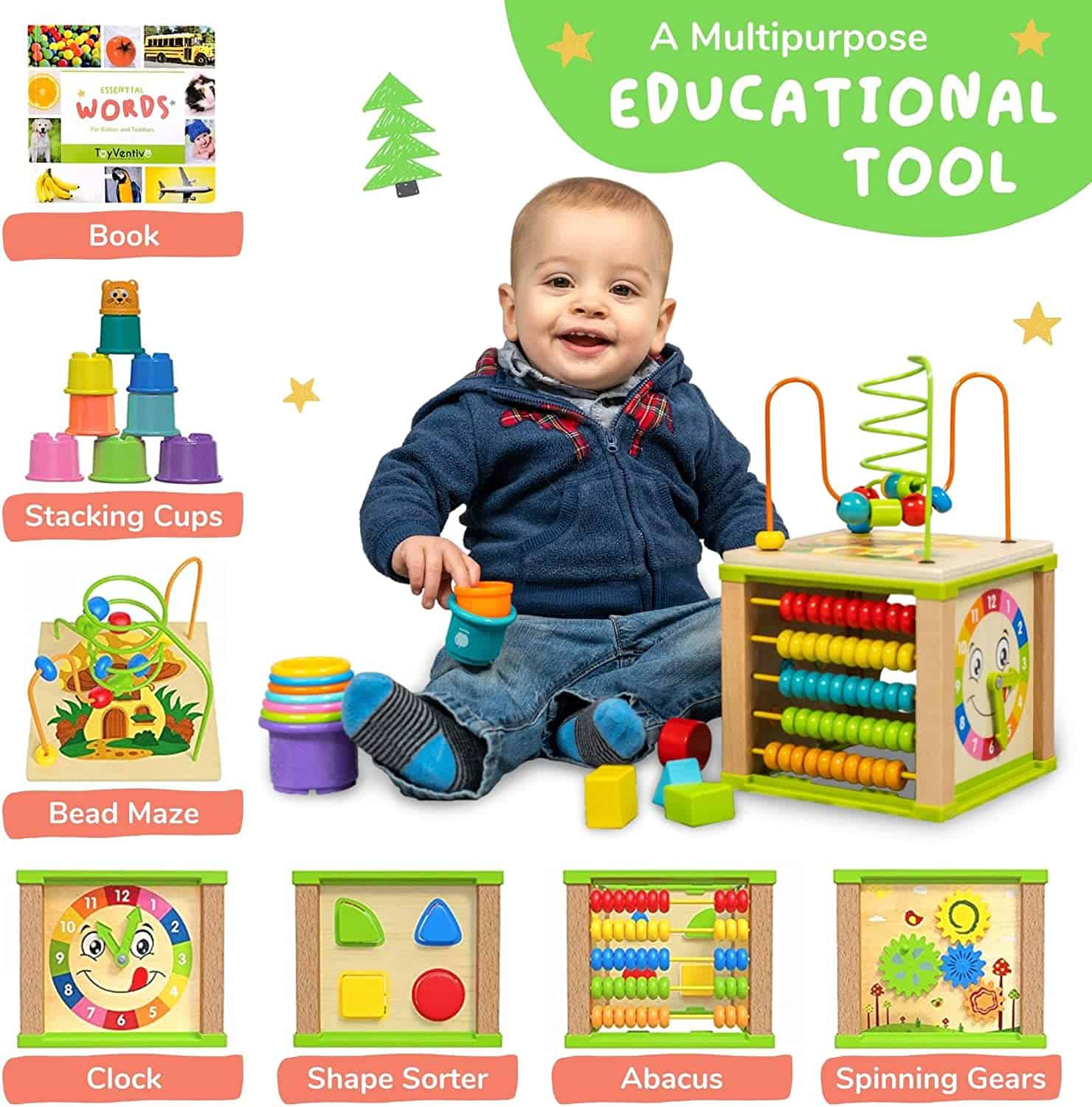 Cube d'activité en bois 5 EN 1