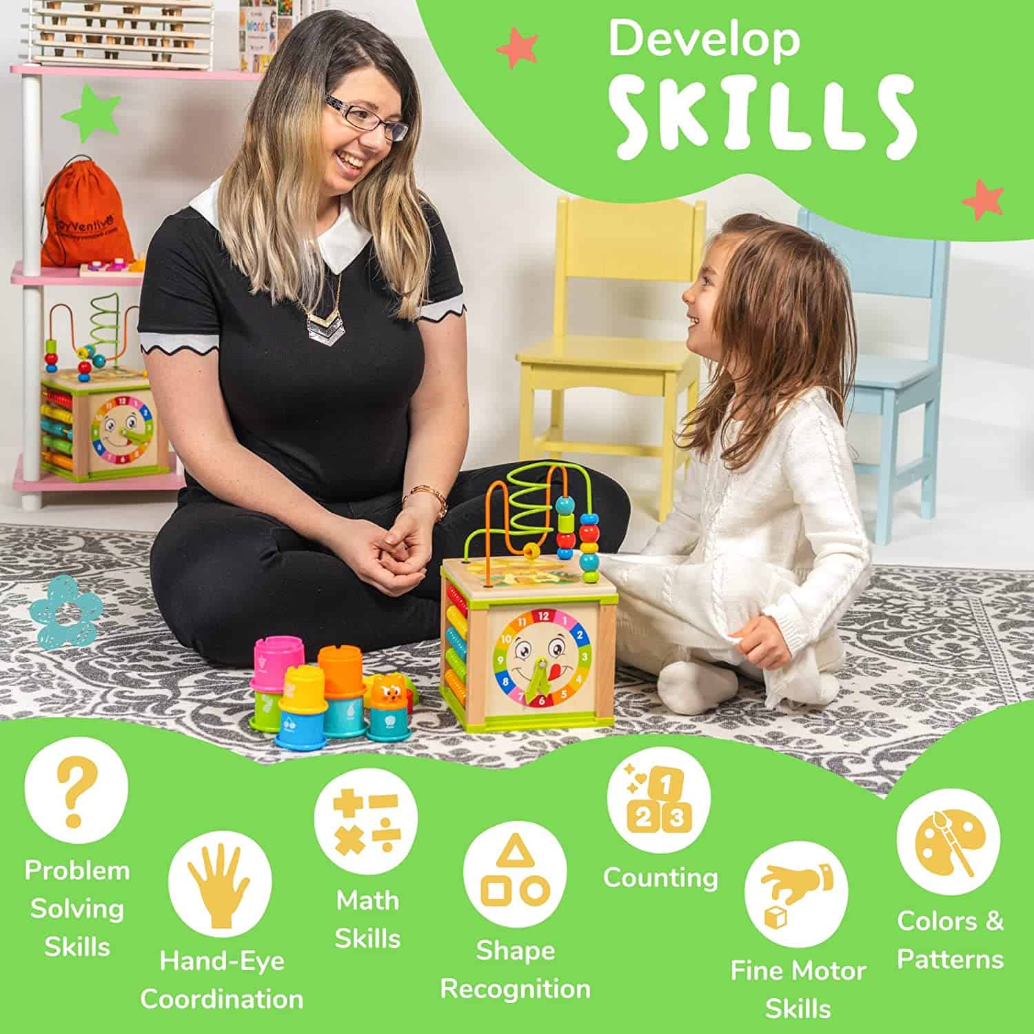 Cube d'activité en bois 5 EN 1