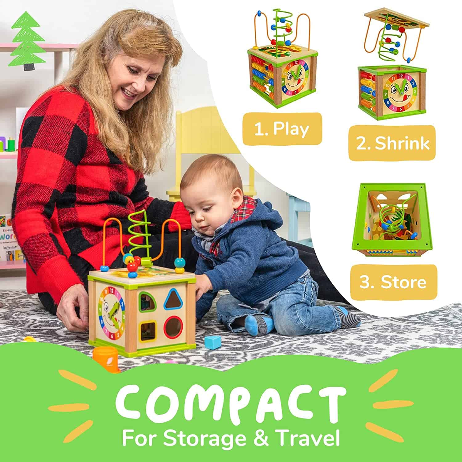 Cube d'activité en bois 5 EN 1